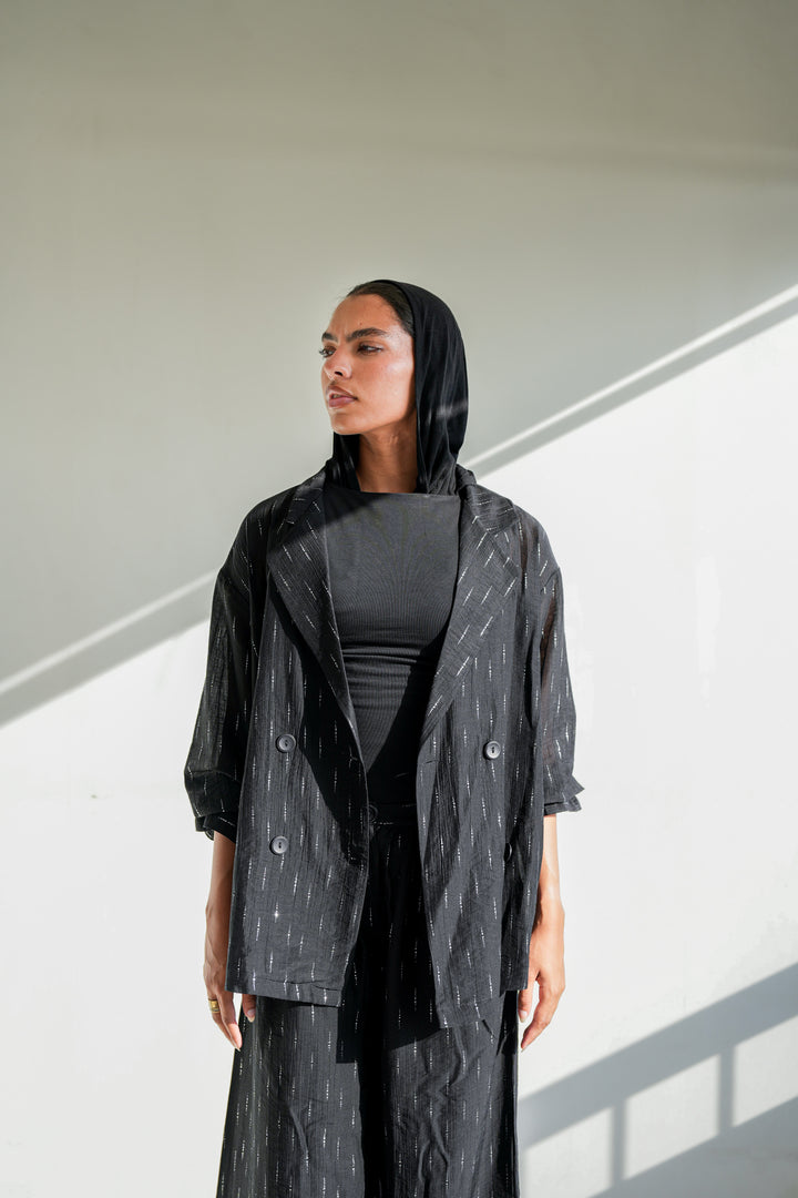 Starlight Shimmery Blazer - Black