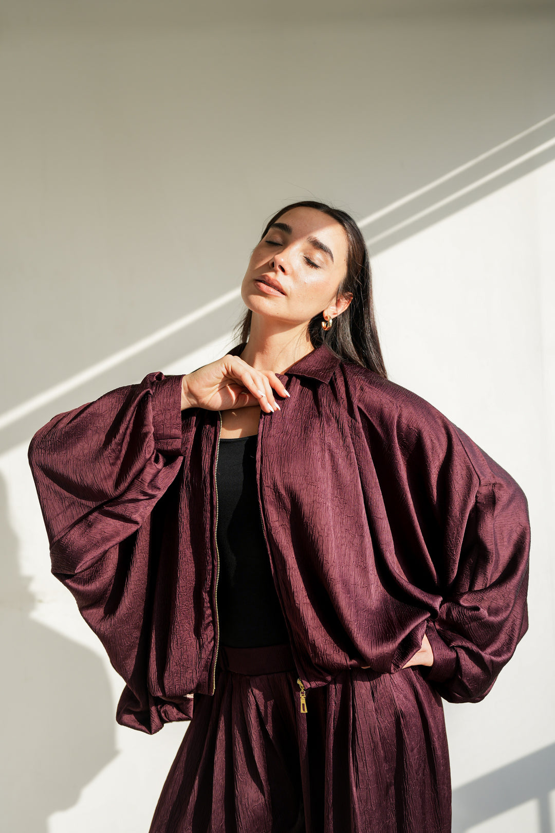 Silk Flow Jacket - Burgundy