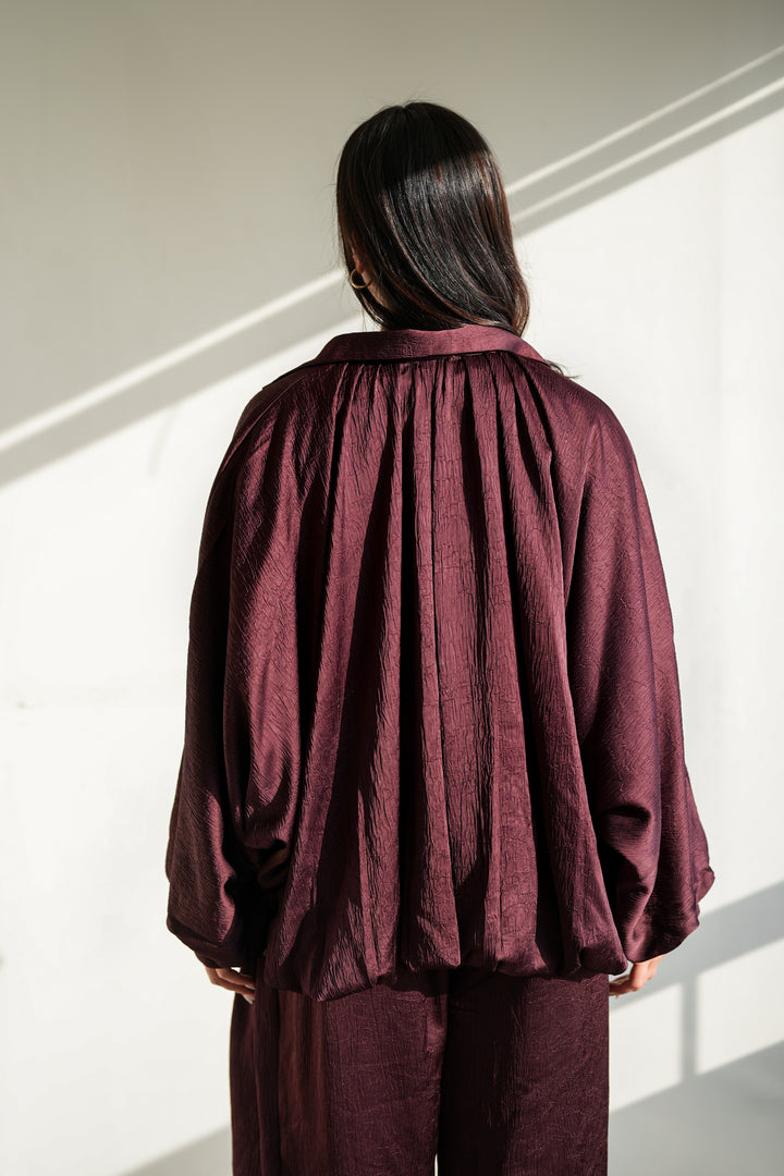 Silk Flow Jacket - Burgundy