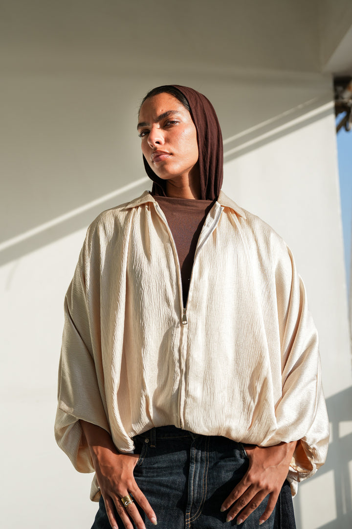 Silk Flow Jacket - Champagne