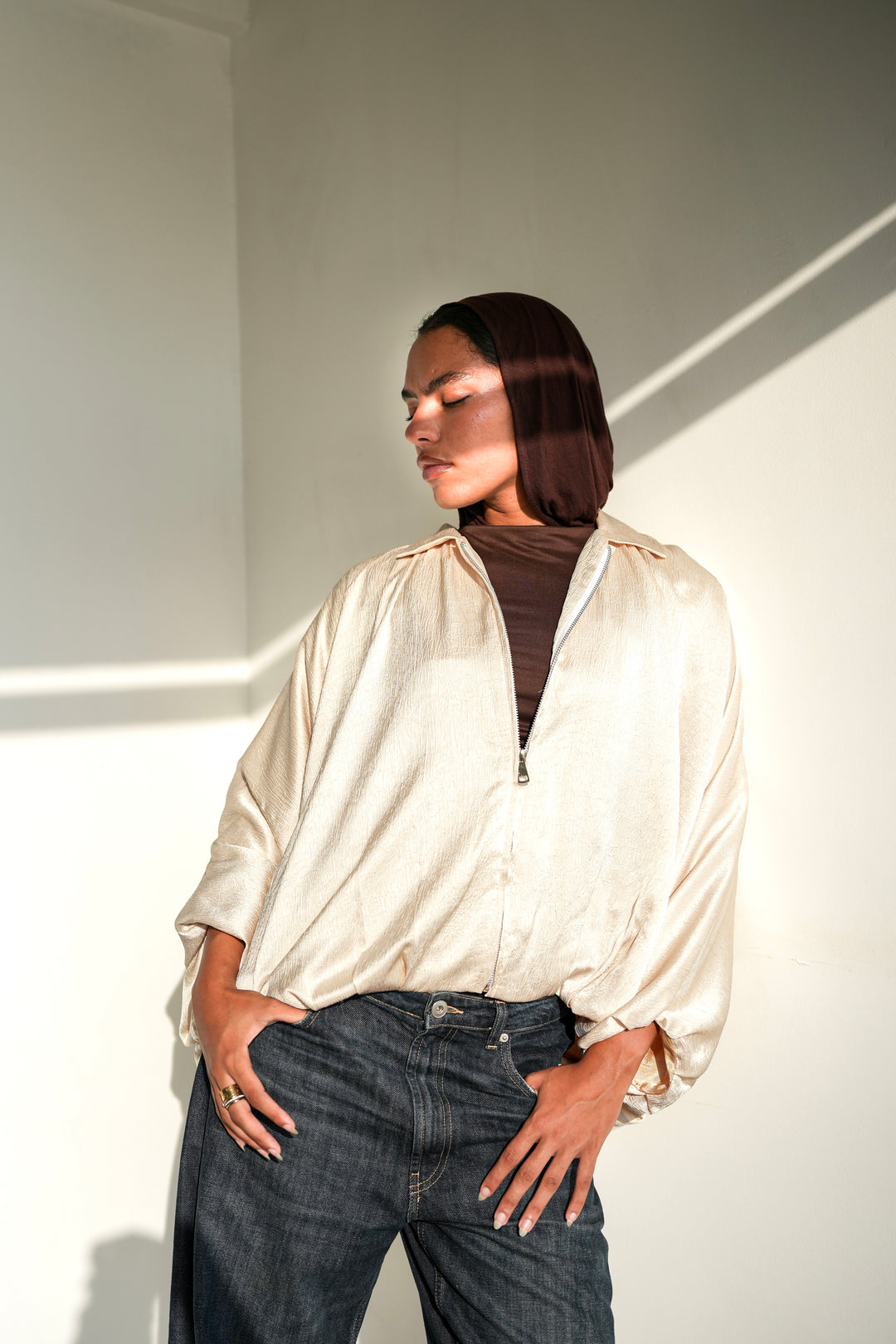 Silk Flow Jacket - Champagne