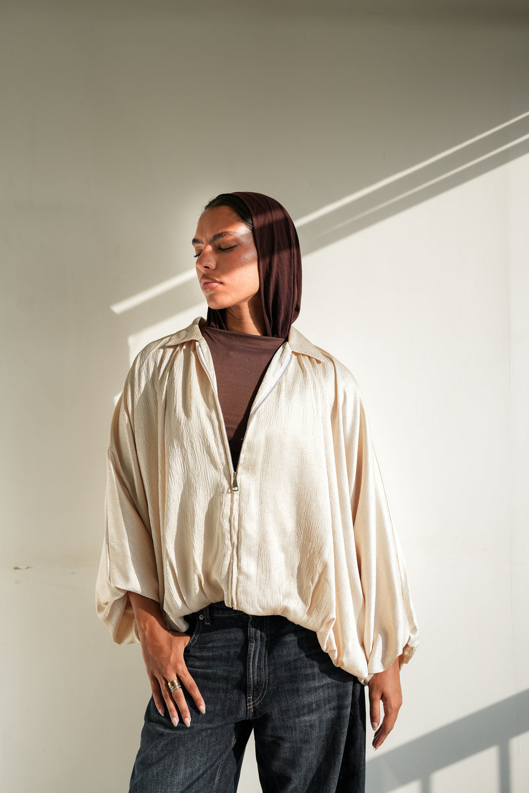 Silk Flow Jacket - Champagne