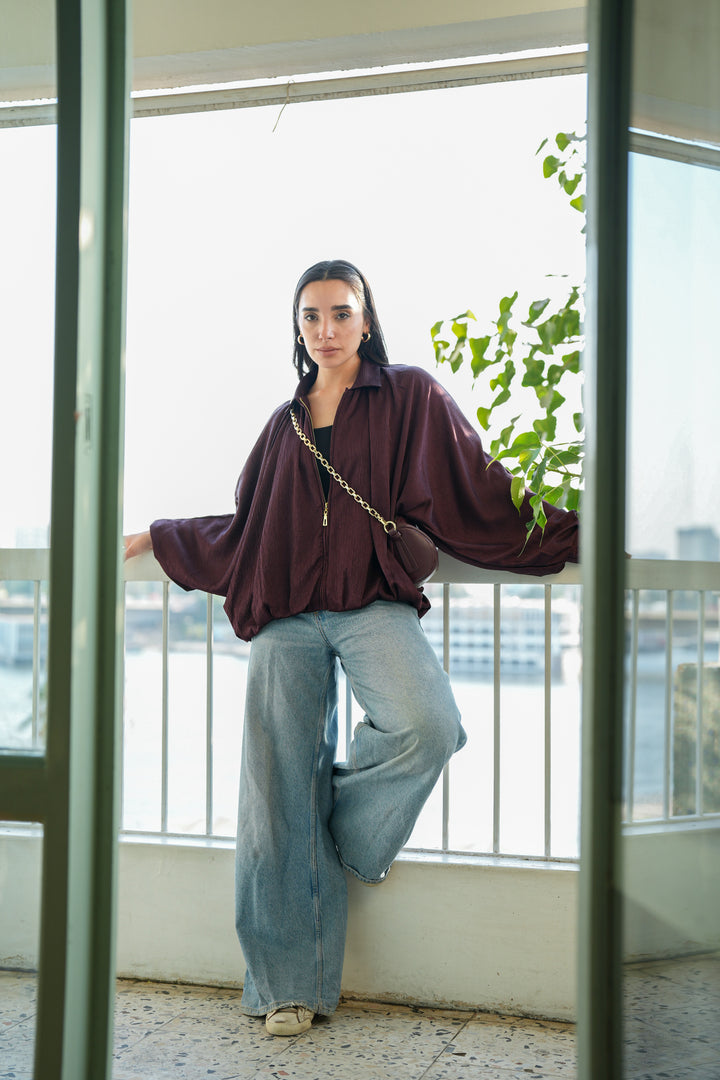 Silk Flow Jacket - Burgundy