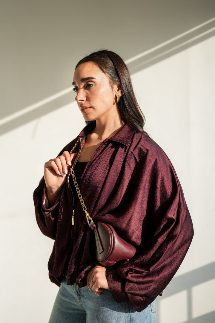 Silk Flow Jacket - Burgundy