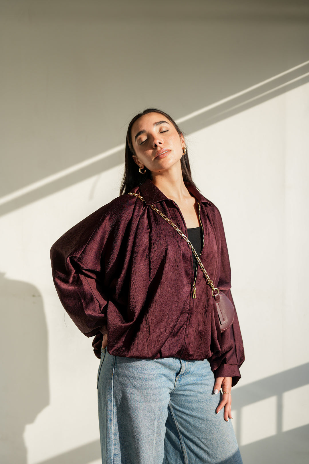 Silk Flow Jacket - Burgundy