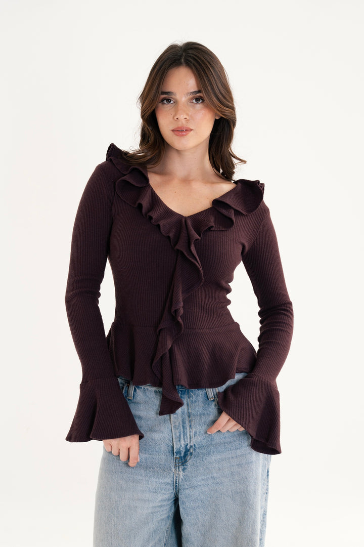 The Ruffled Knit Top