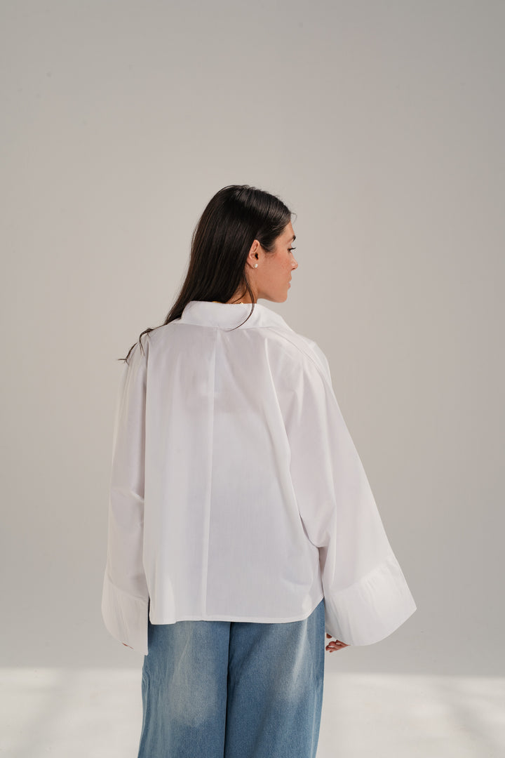 Poplin Shirt With Gold Pin - Oval