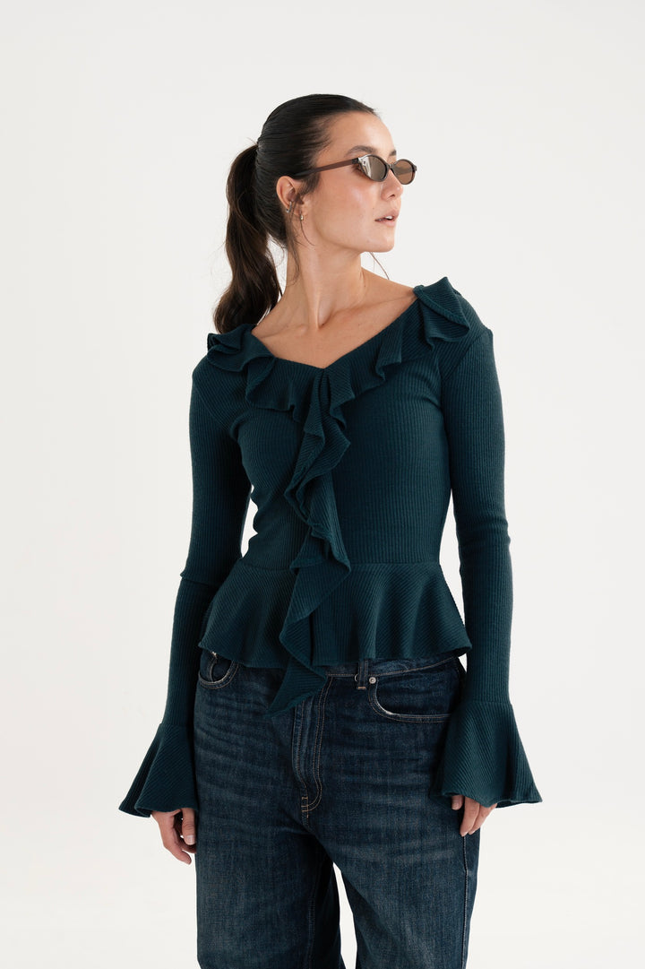 The Ruffled Knit Top