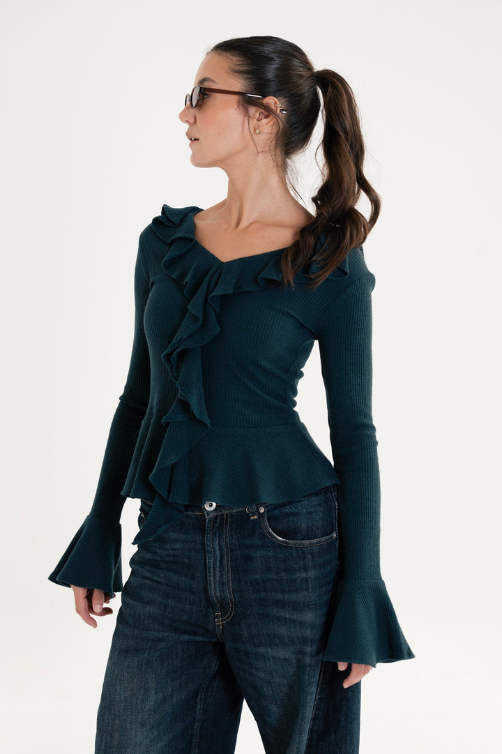 The Ruffled Knit Top