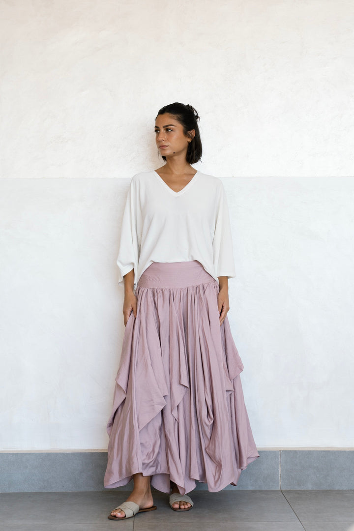 Draped Maxi Skirt - Powder Pink