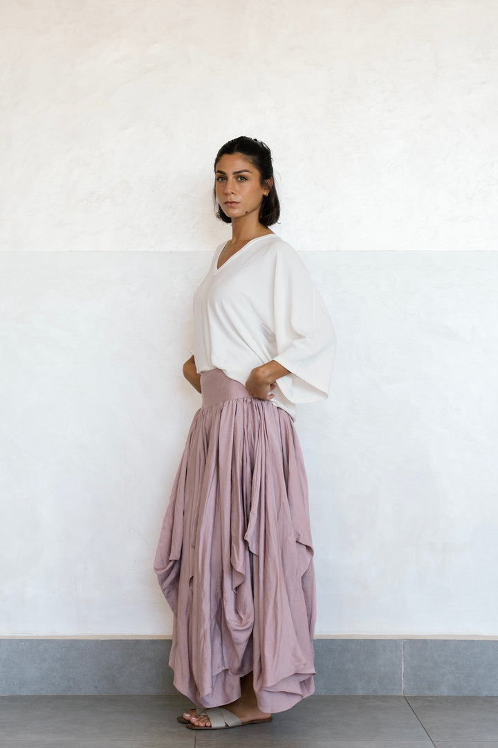 Draped Maxi Skirt - Powder Pink