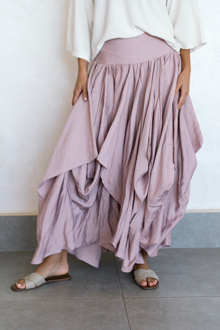 Draped Maxi Skirt - Powder Pink