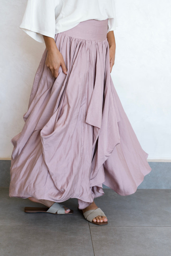 Draped Maxi Skirt - Powder Pink