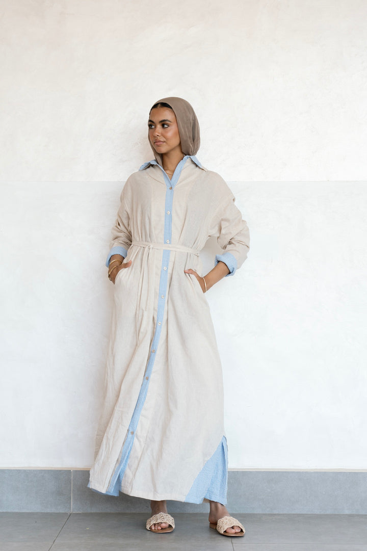 Belted Maxi Shirt Dress