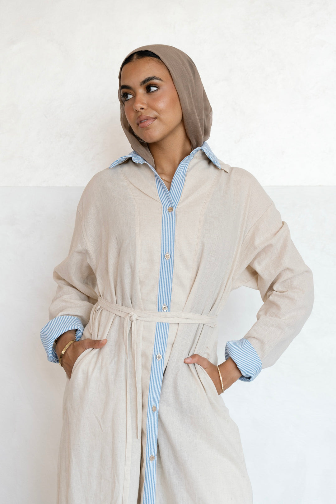 Belted Maxi Shirt Dress