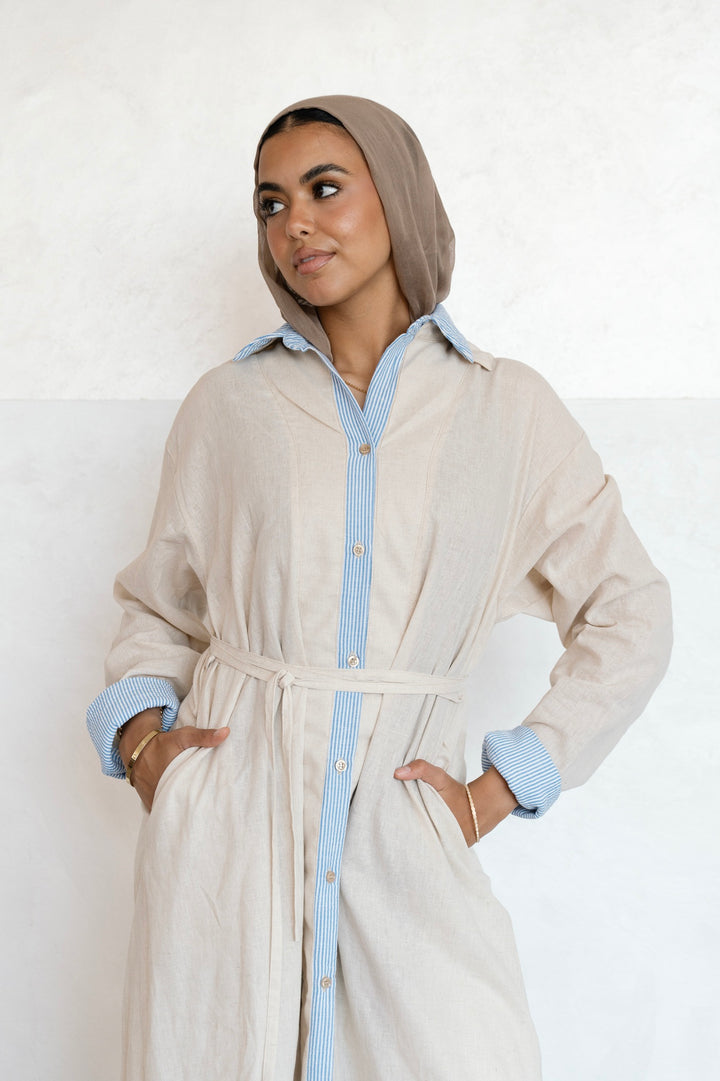 Belted Maxi Shirt Dress