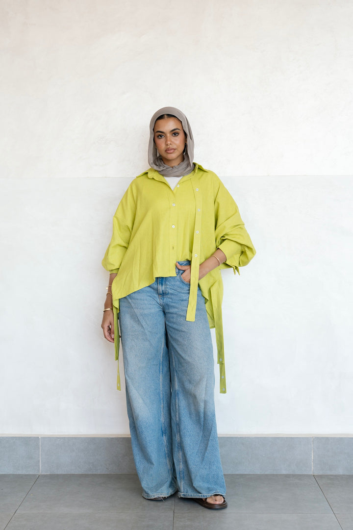 Linen button shirt - Lime green