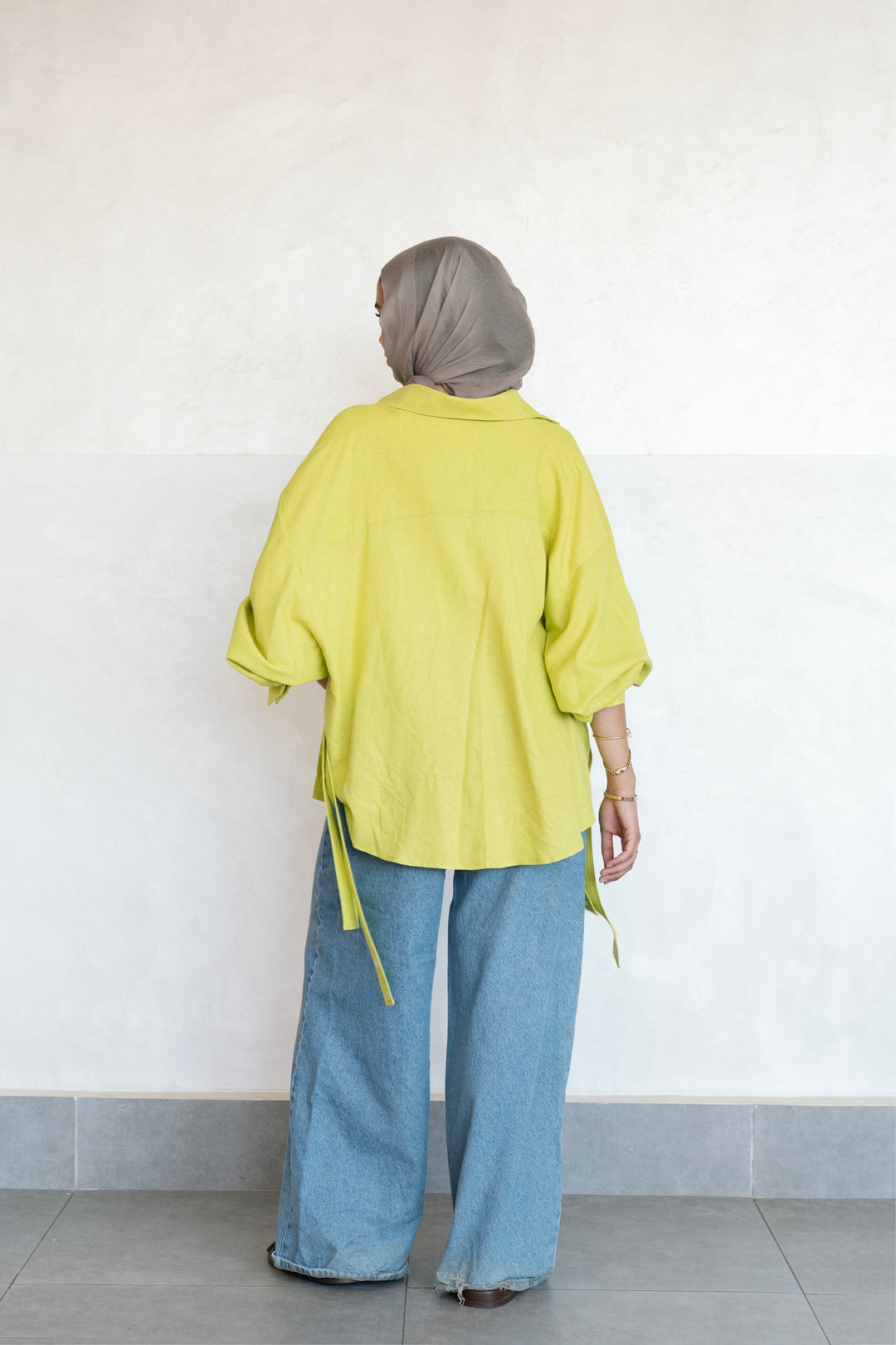 Linen button shirt - Lime green