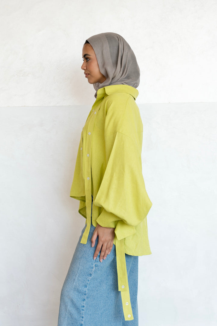 Linen button shirt - Lime green