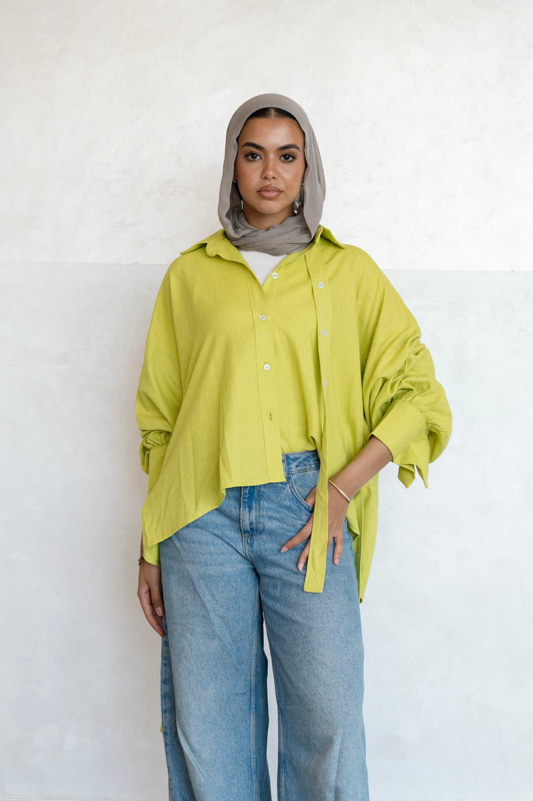 Linen button shirt - Lime green