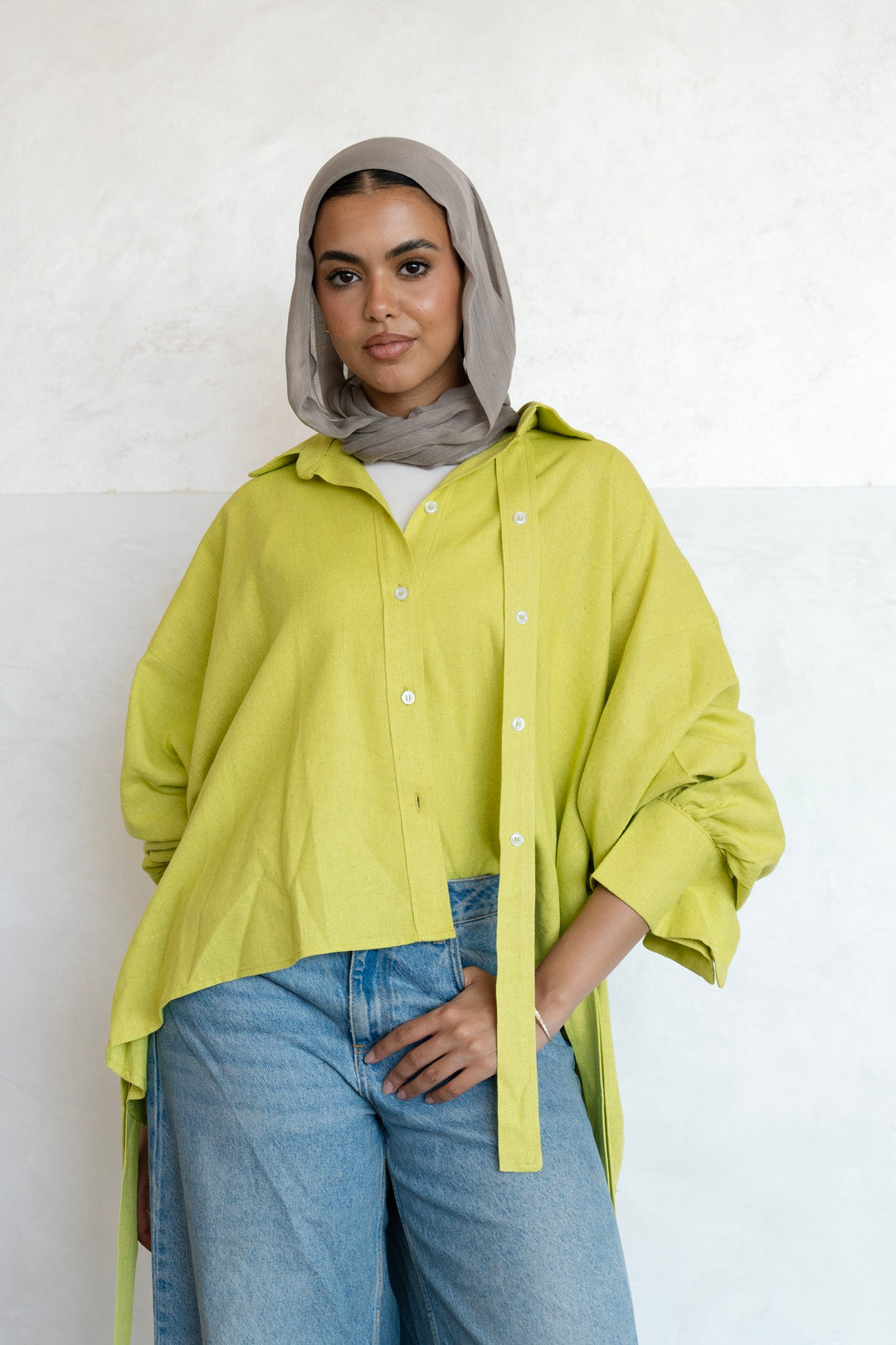 Linen button shirt - Lime green