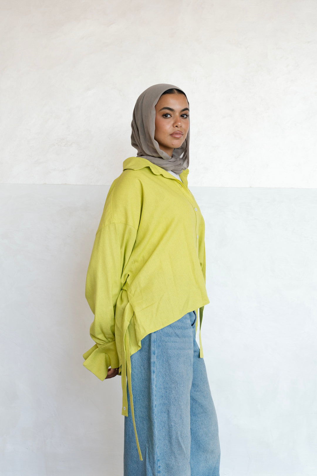 Linen button shirt - Lime green
