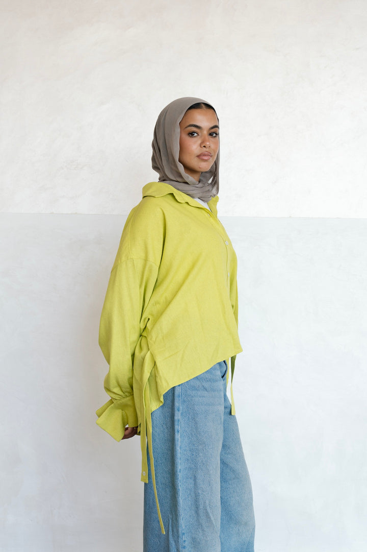 Linen button shirt - Lime green