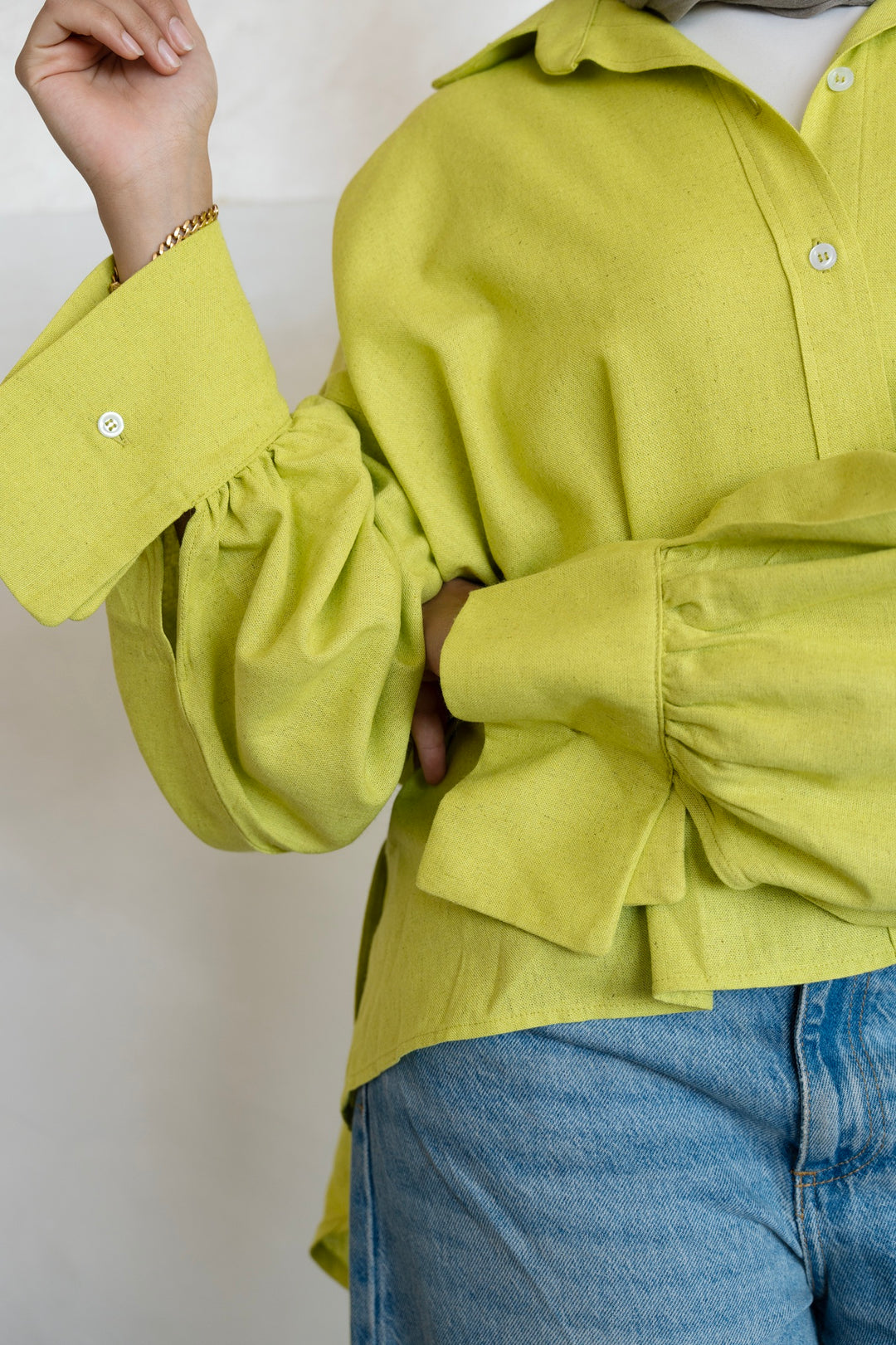 Linen button shirt - Lime green