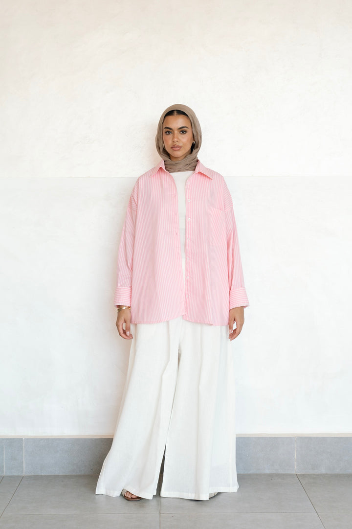 Wide Leg Linen Pants - Off white