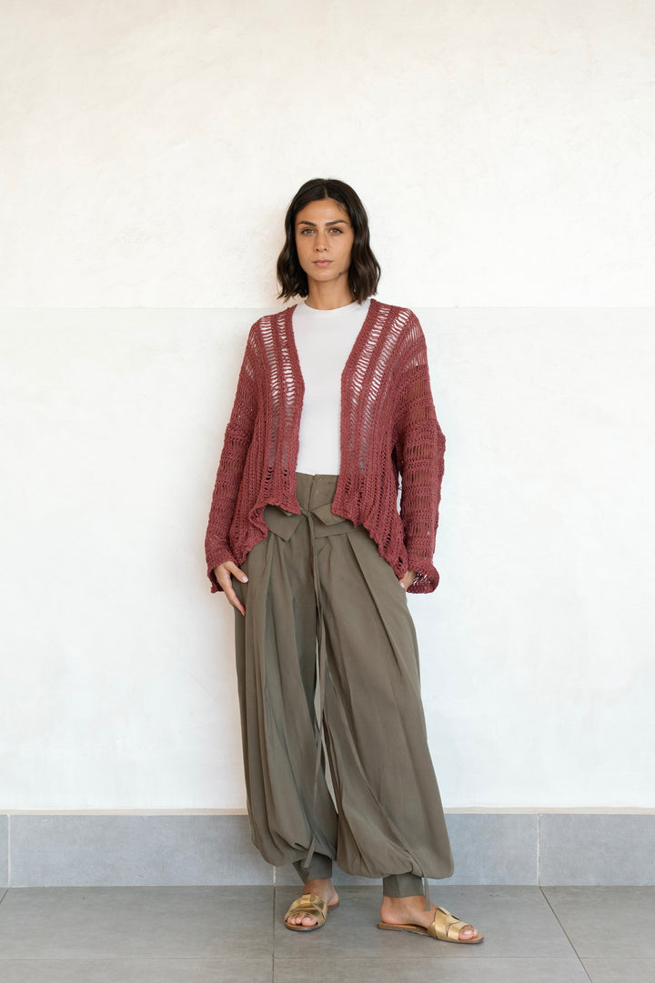 Summer Knit Cardigan - Burgundy