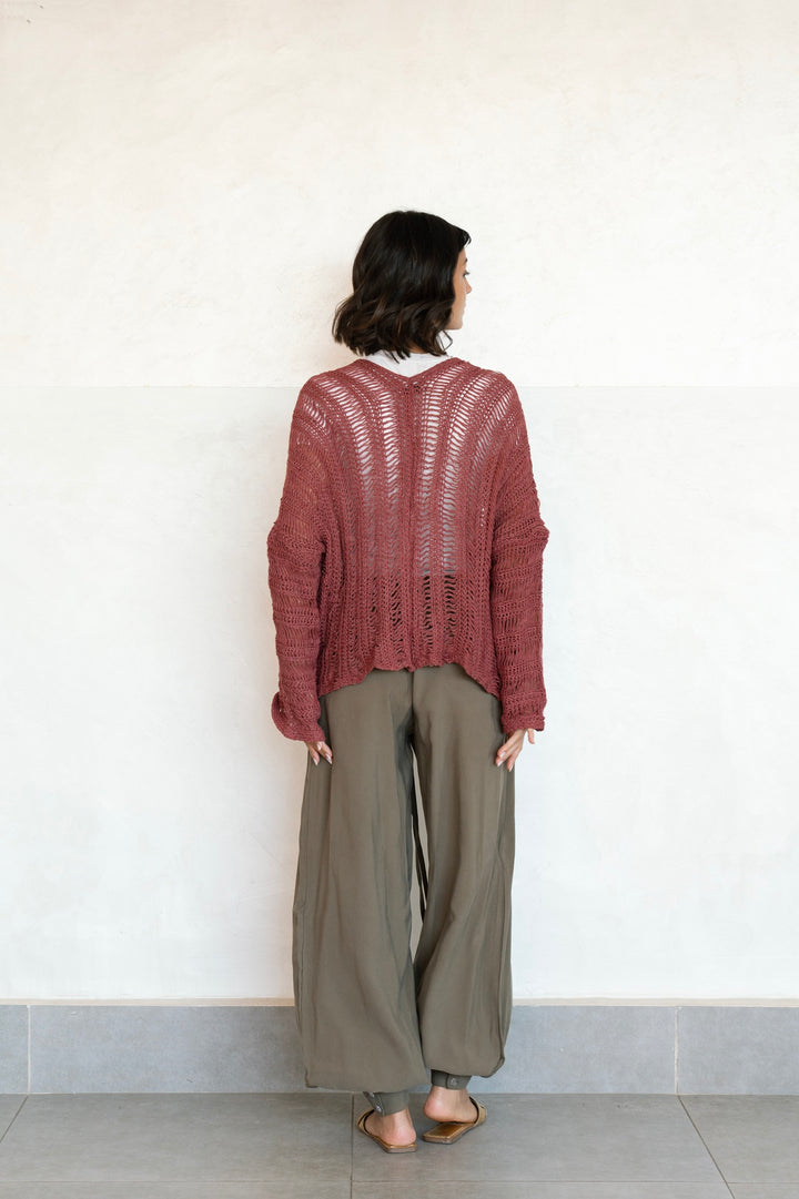 Summer Knit Cardigan - Burgundy