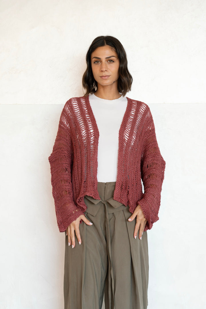 Summer Knit Cardigan - Burgundy