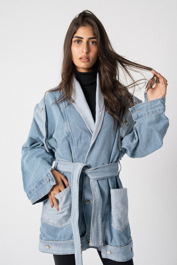 Patched denim jacket