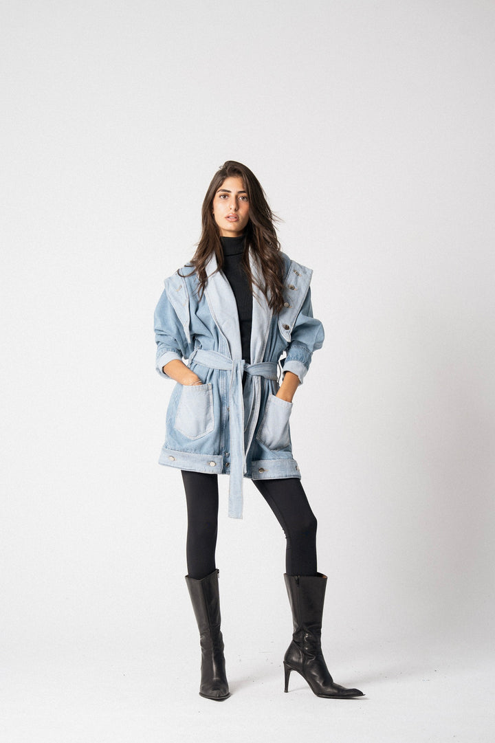 Patched denim jacket