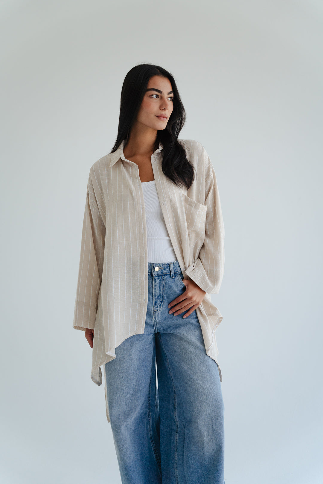Soft Stripe Oversized Shirt