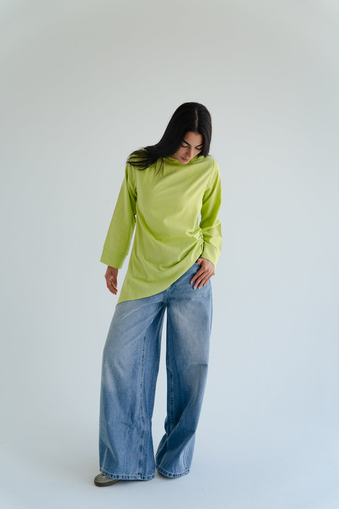 Side Drape Linen Top