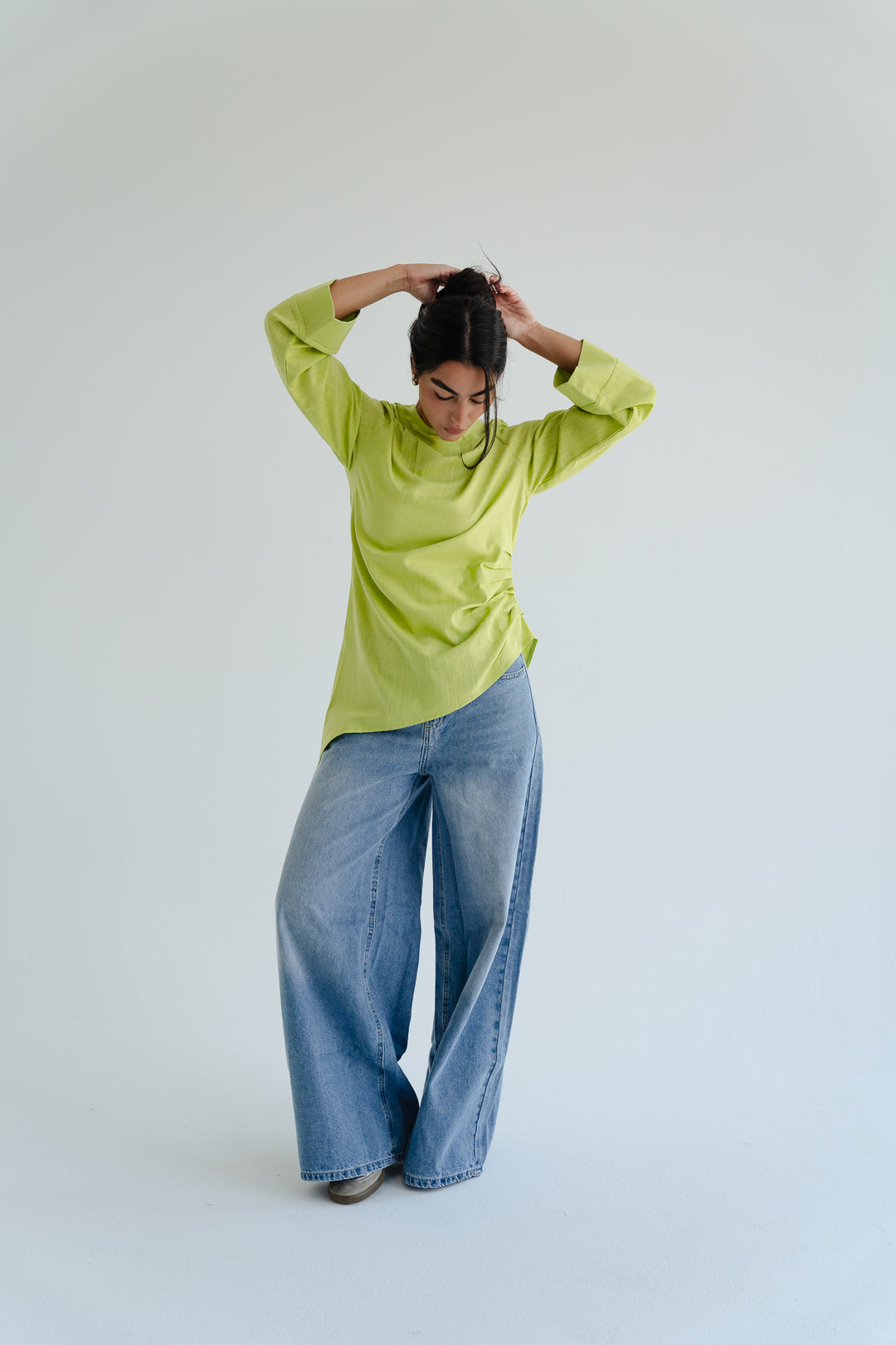 Side Drape Linen Top