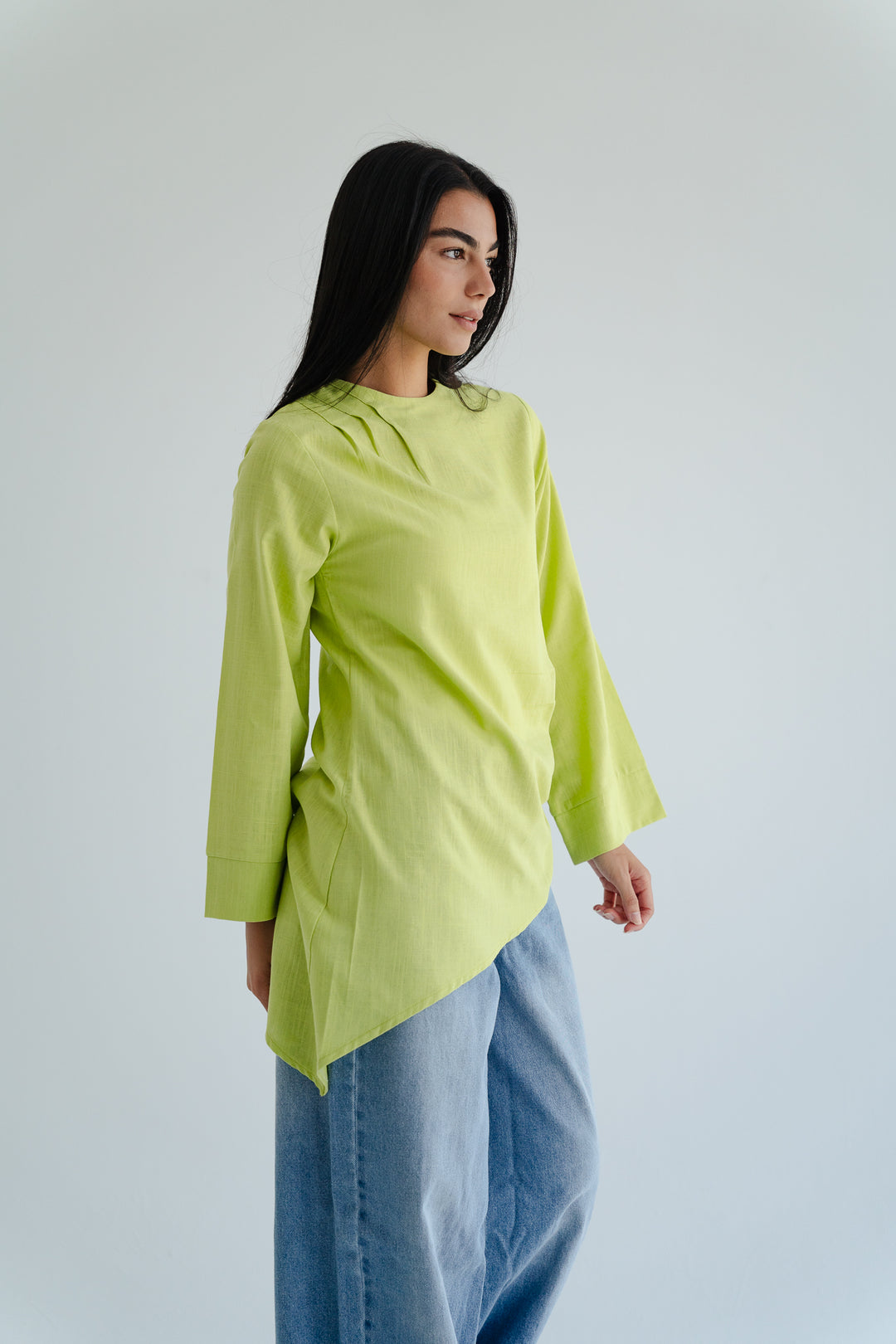 Side Drape Linen Top