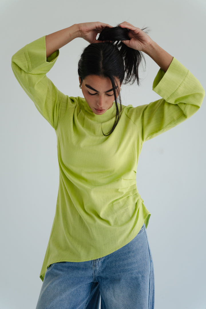 Side Drape Linen Top