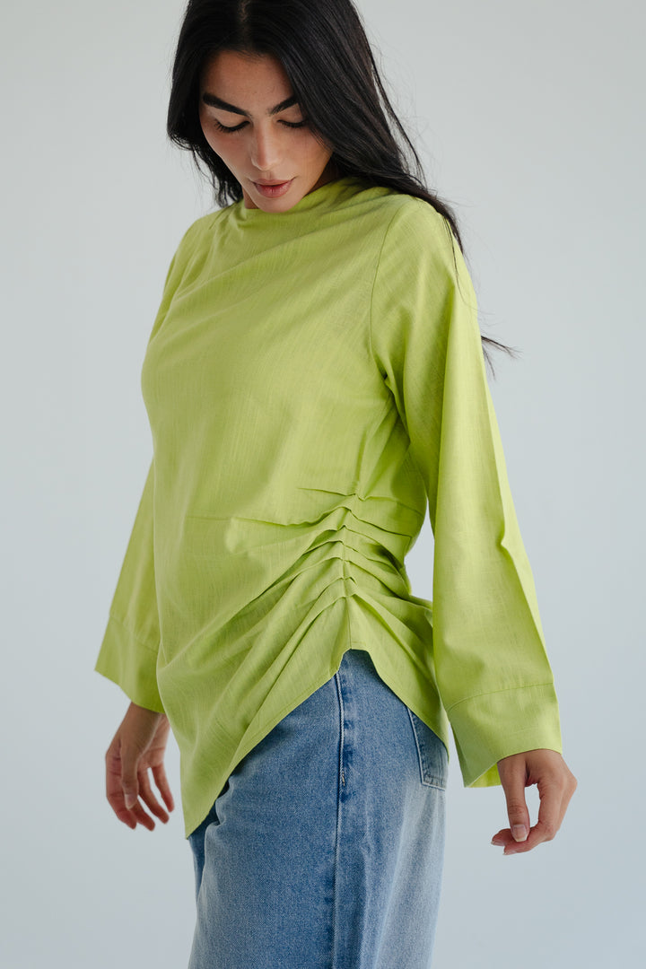 Side Drape Linen Top