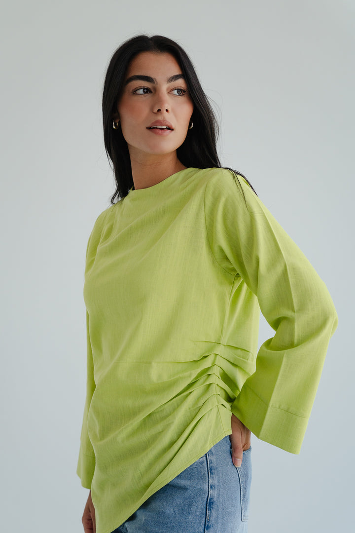Side Drape Linen Top