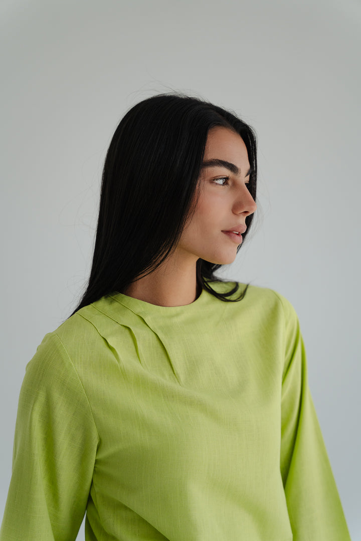 Side Drape Linen Top