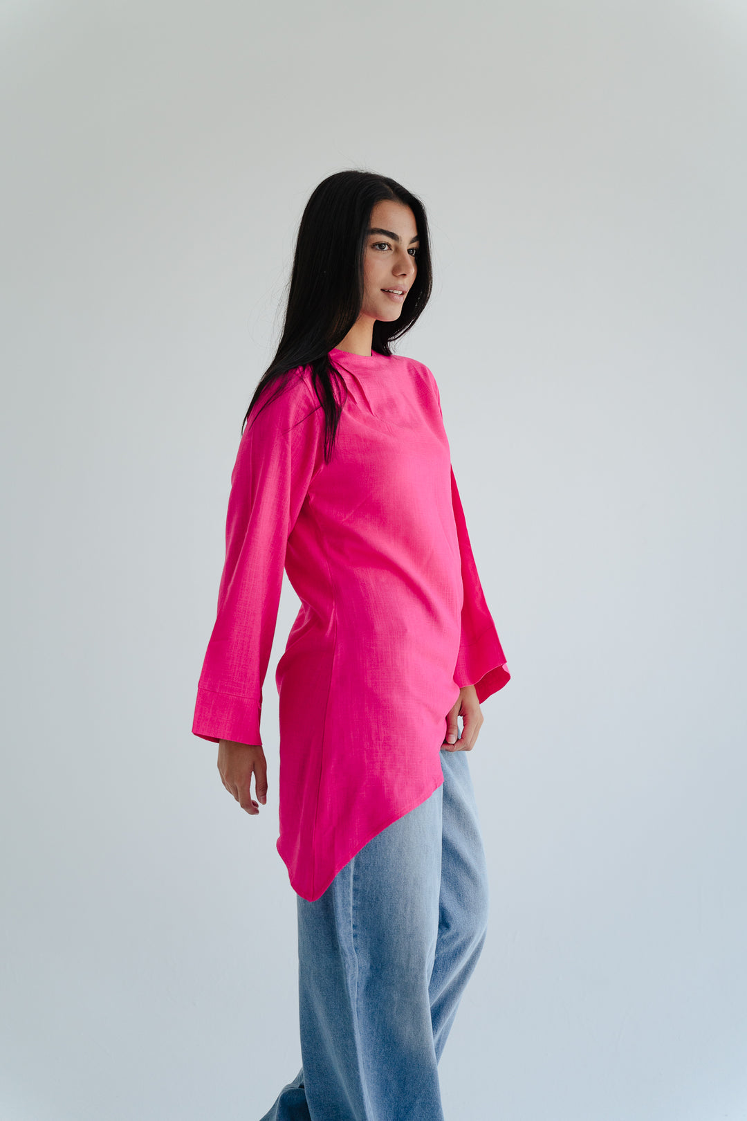 Side Drape Linen Top