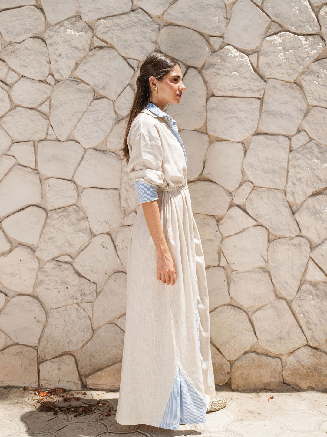 Belted Maxi Shirt Dress