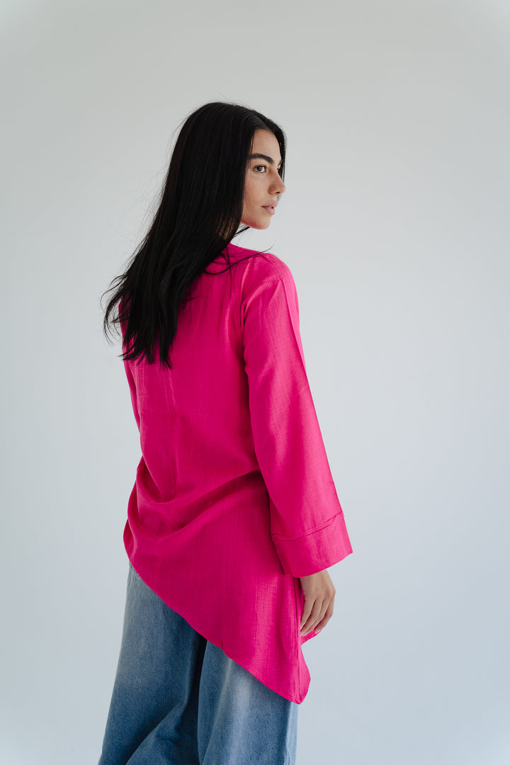 Side Drape Linen Top