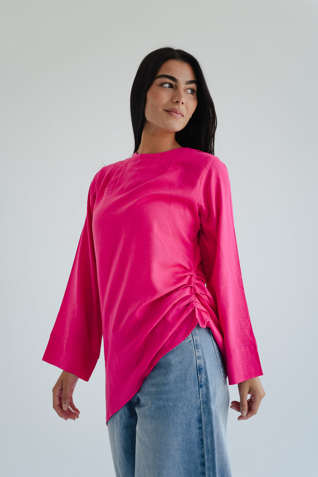 Side Drape Linen Top