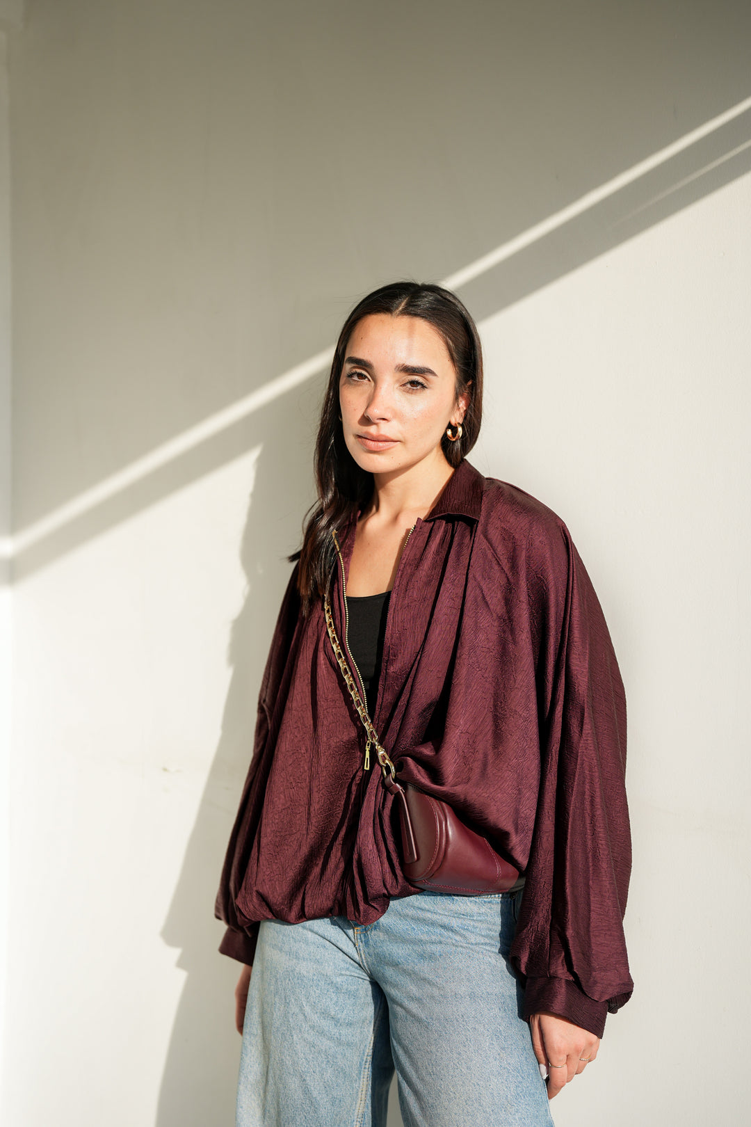 Silk Flow Jacket - Burgundy