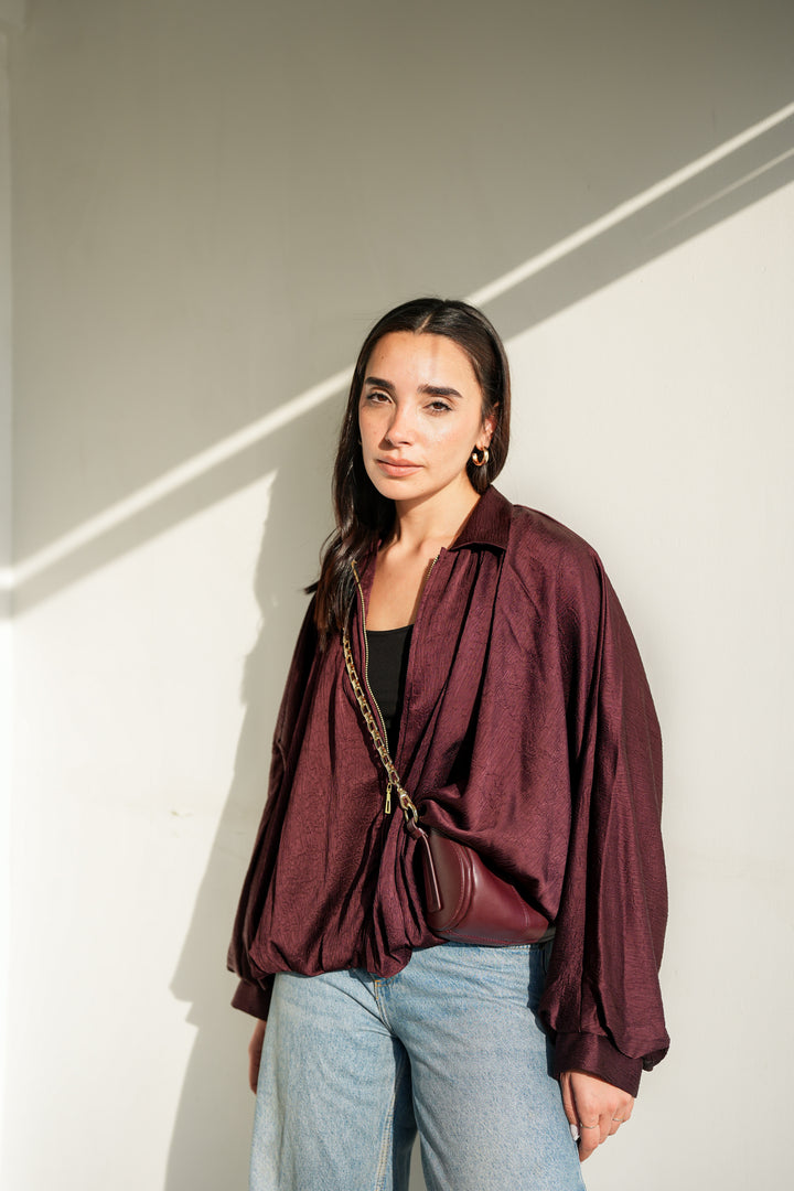 Silk Flow Jacket - Burgundy