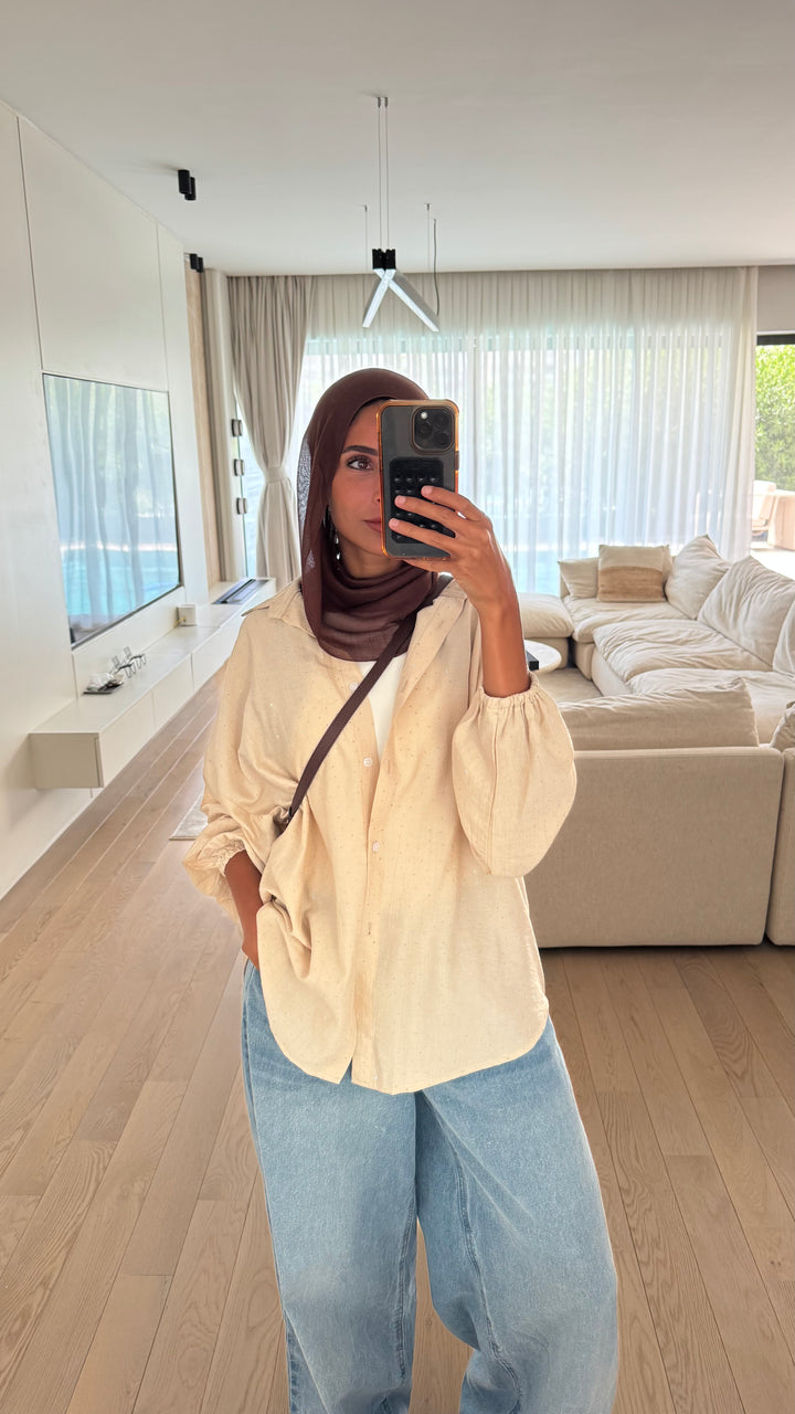 Rhinestone Oversized Shirt