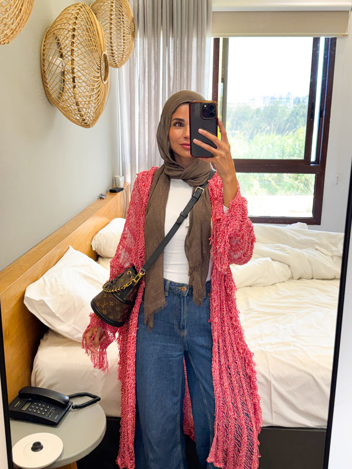 Ocean Breeze Knit Cardigan - Red
